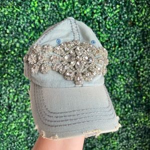 RHINESTONE denim distressed hat